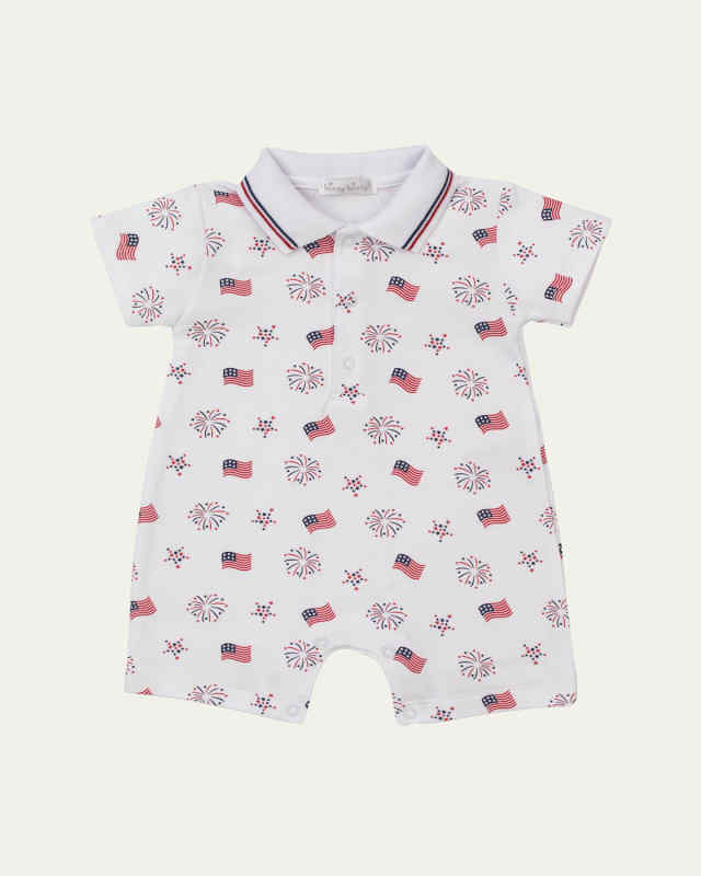 Boy's Bold Stripes and Bright Stars Short Playsuit, Newborn-18